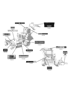 Decals Diagram and Parts List for G1236 55AC5GMR250-WAM Cub Cadet Lawn Mower